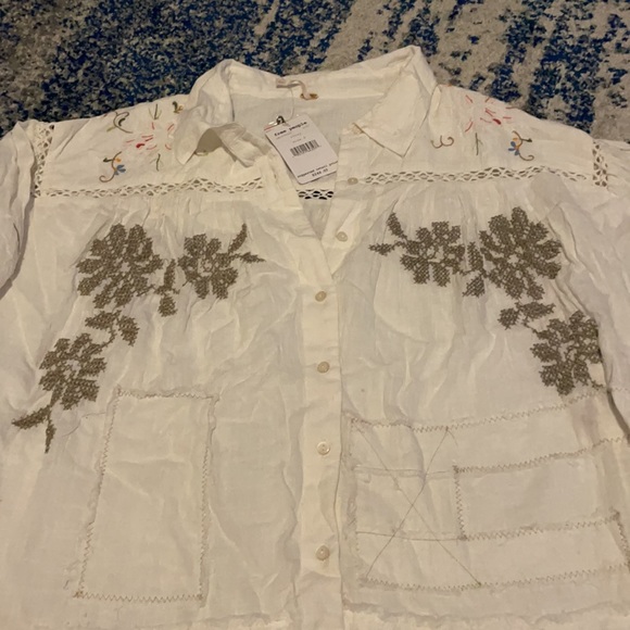 Free People Louisa Patchwork Mini Dress in Ivory S - Picture 7 of 9